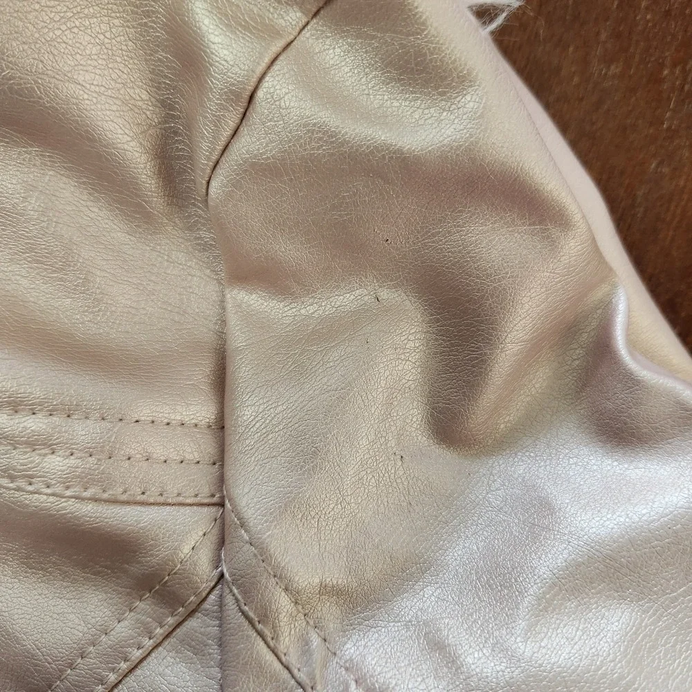Limited Too metallic pink moto‎ zip with faux fur collar Kids 10/12 Jacket